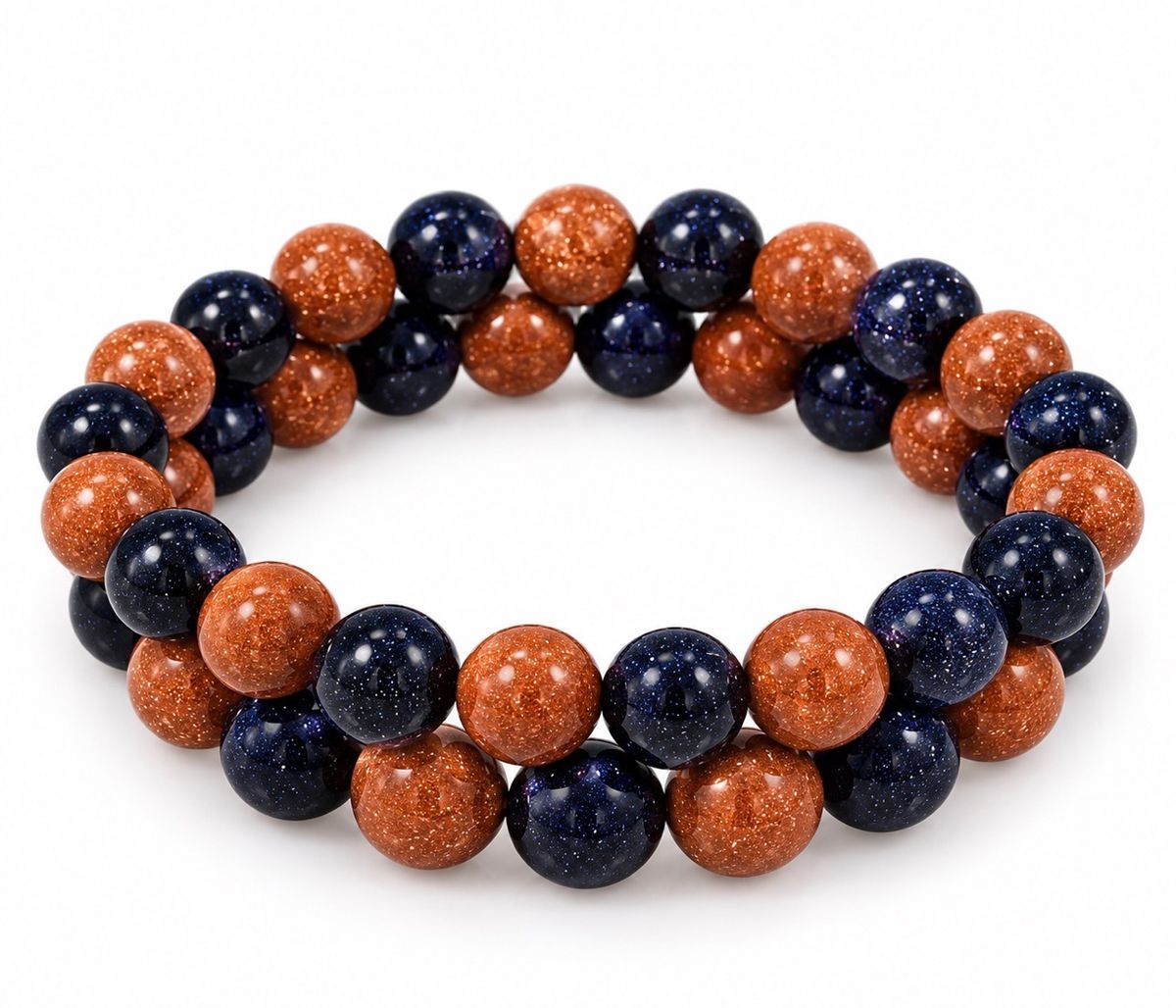 Stjernestein Gull & Blå 8mm Armbånd
