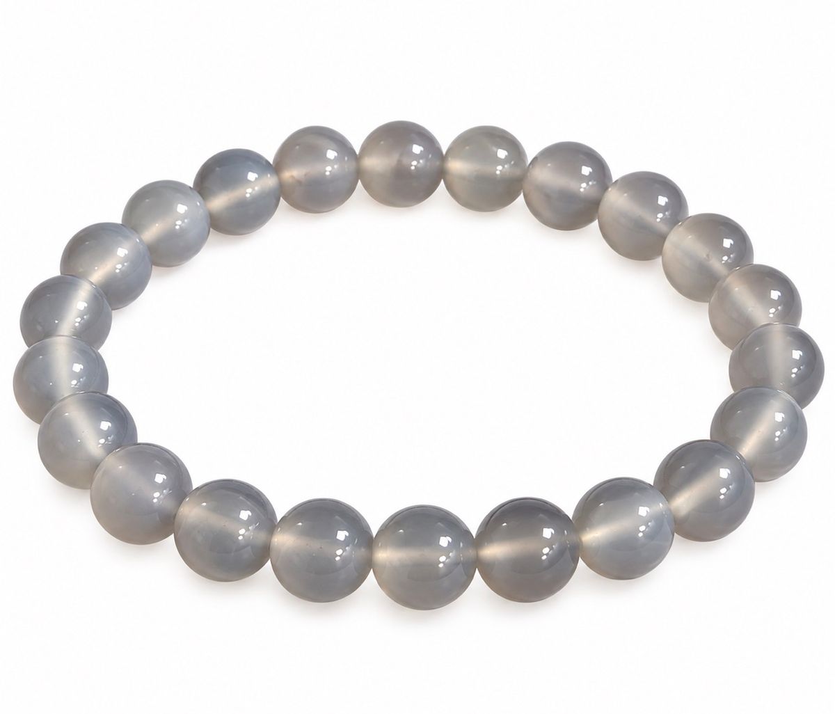 Agat Grå 8mm Armbånd