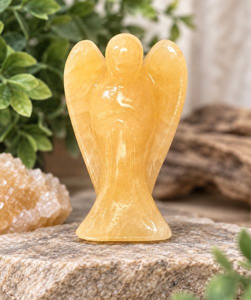 Hovedbilde Engel Gul Jade Stående 5cm