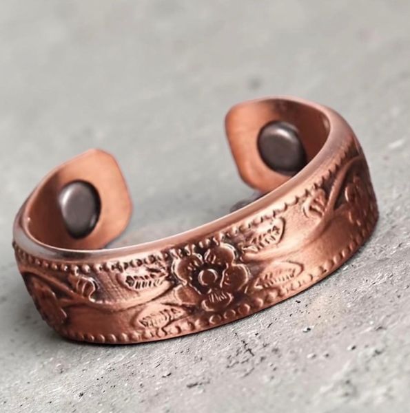 Hovedbilde Kobberring Flower Justerbar