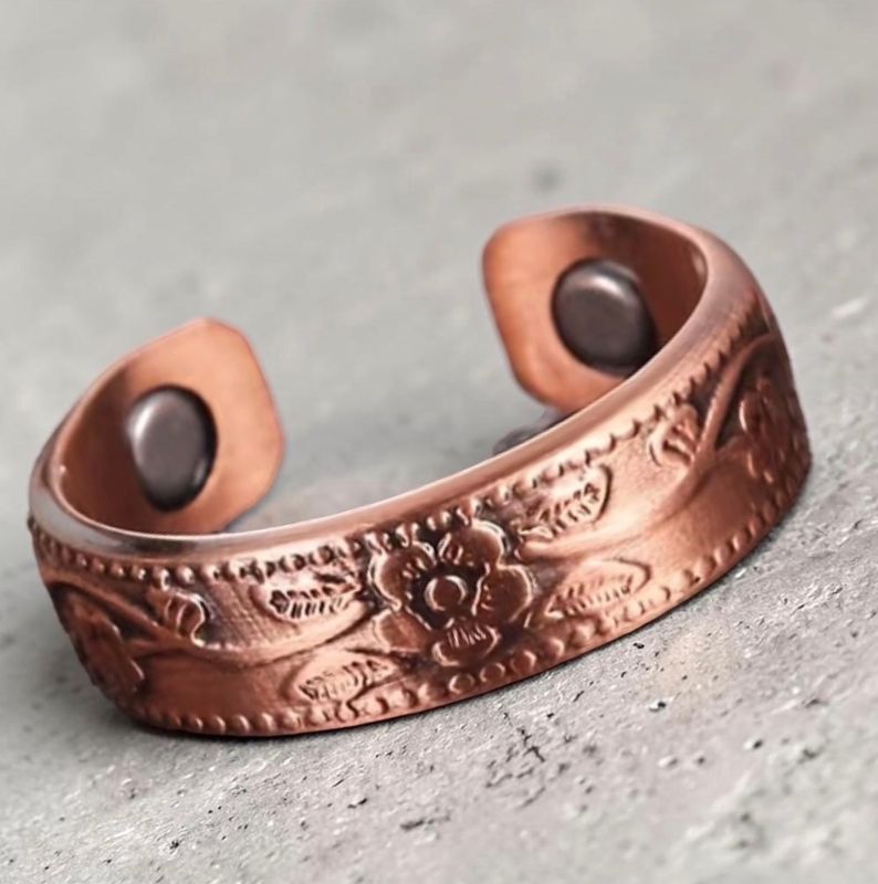 Kobberring Flower Justerbar